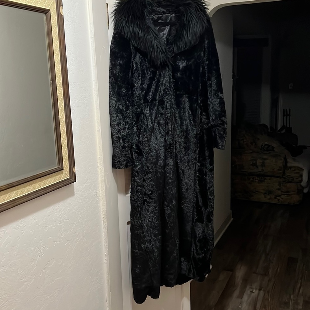 Faux fur reversible trench coat-ladies